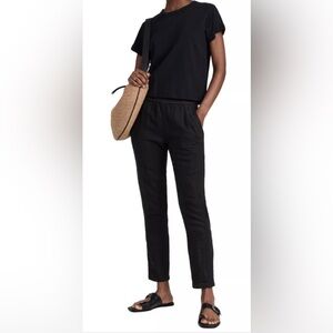 Standard James Perse Linen Pull On Pants Size 0 Black Elastic Waistband Pockets